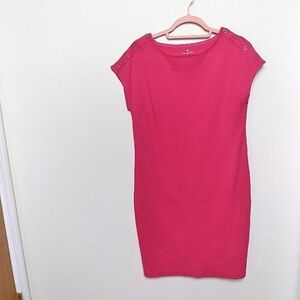 Talbots Pink Cap Sleeve Cotton Bodycon Midi Dress Size Small